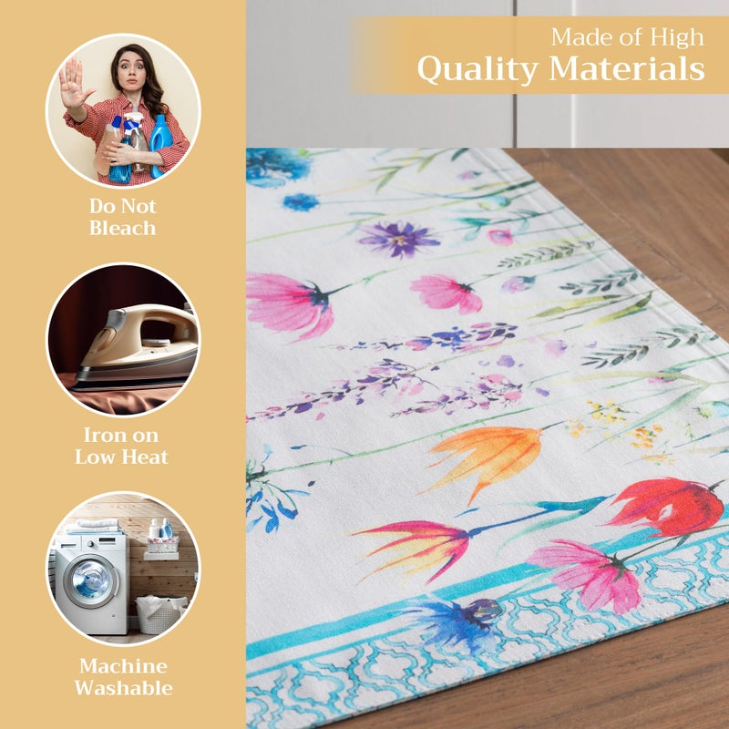 Maison d' Hermine Placemats Set of 4 100% Cotton Washable Cloth Place Mats, Reusable Table Mats for Kitchen Dining Decoration, Party, Restaurant Spring/Summer (Happy Florals - High Summer, 13" x 19") - Image 3